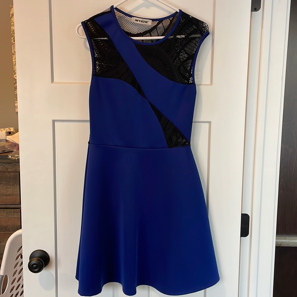 Beautiful Navy Blue Lace Back Dress